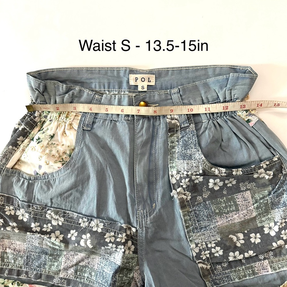 POL Patchwork Shorts in Blue Multi - Picture 7 of 8
